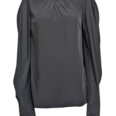 Ba&sh - Black Pleated Crepe de Chine Blouse Sz 8