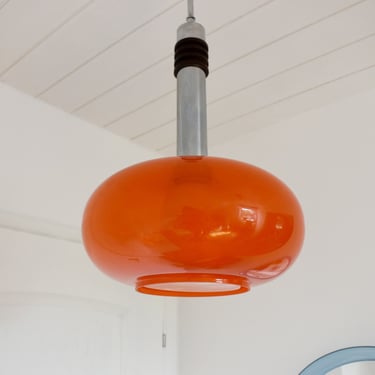 Space Age Pendant Lamp/ Rare Vintage Chandalier/ Mid Century Modern Light Fixture/ Made in Yugoslavia 1970/ Retro Orange Hanging Lamp/ MCM 