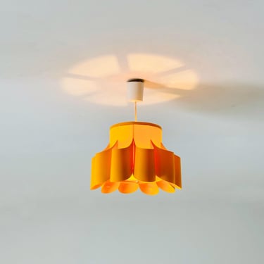 Pop Art Yellow Scalloped Plastic Ceiling Lamp 1970s 