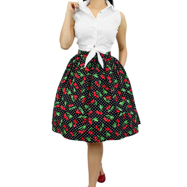 Cherries Pin Up Pleated Circle Skirt 