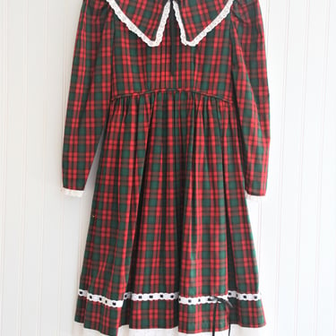 1960's - Girls - Red Plaid - School Dress - Christmas - Estimated size 8/10 