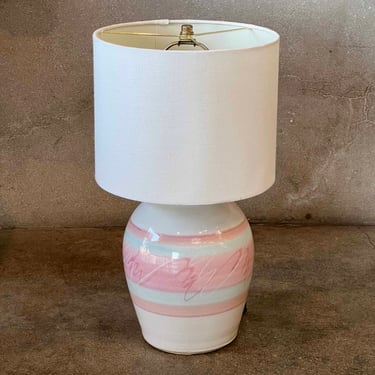 Glazed Pastel Pottery Table Lamp w/ Shade