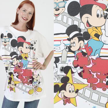 Mickey Mouse All Over Print T-Shirt, DisneyMGM Studios Tee, Vintage 90s Cartoon Print, One Size 