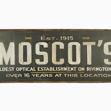 Reclaimed 188.125 in. Moscot’s Optical Aluminum Movie Prop Sign