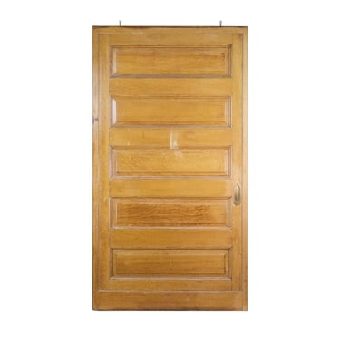 Antique 5 Panel Oak Barn Door with Hardware 88 x 48