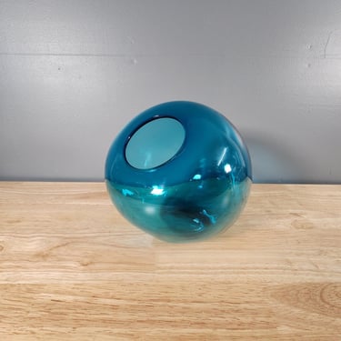Blue Blown Glass Art Vase 