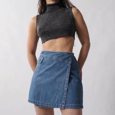 90s Denim Wrap Miniskirt - W28