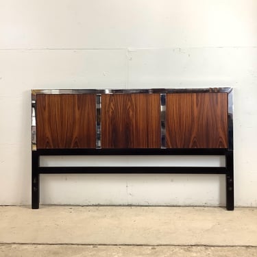 Vintage Rosewood & Chrome Headboard- Queen 