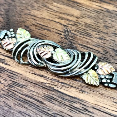 Black Hills Gold Leaf Bracelet Sterling Silver Tri Color Signed CCO Vintage Jewelry 