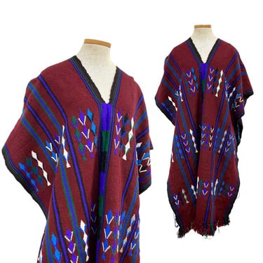 Vtg Vintage 1970s 70s South American Traditional Guatemalan Woven Poncho Cape 