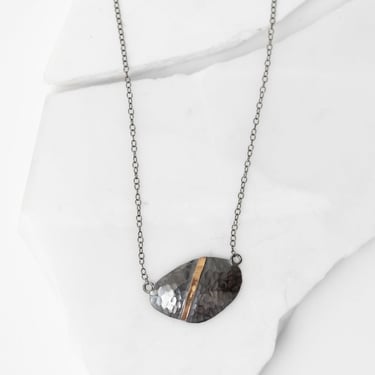 Oxidized Sterling 10K Gold Golden Veil Necklace