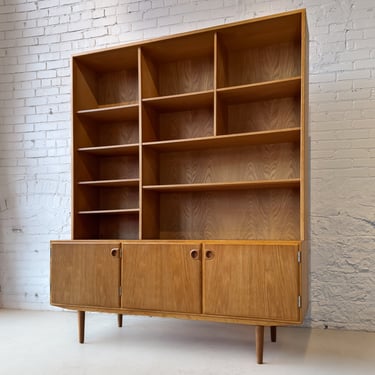 Danish Oak Bookcase Cabinet