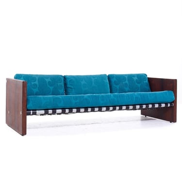 Jack Cartwright for Founders Mid Century Rosewood, Aluminum and Leather Sling Sofa - mcm 