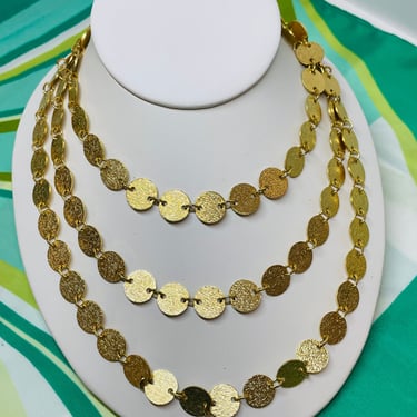 Long Gold Disc Chain Necklace