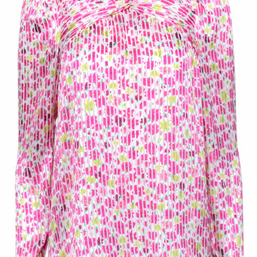 Kate Spade - Whit & Pink Floral Print Blouse Sz S