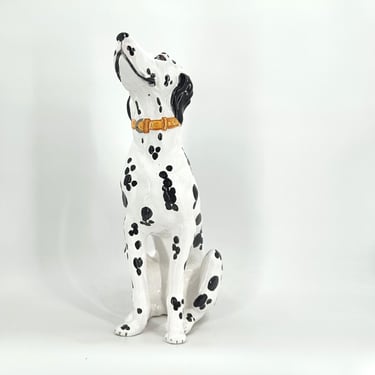 Vintage painted ceramic dalmatian dog, 1970s - italian ceramic dog sculpture - large ceramic dog - vintage ceramic dog sculpture 