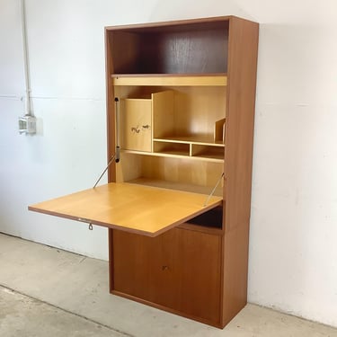 Mid-Century Teak Drop Front Secretaire Desk by Franz Meyer 