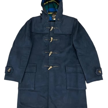 Vintage Gloverall Duffle Coat Blue Wool Blend Toggle Button Jacket Parka Sz 44 L
