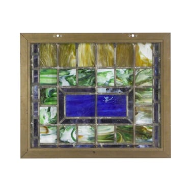 Reclaimed Vivid Colored Aluminum Frame Stained Glass Window