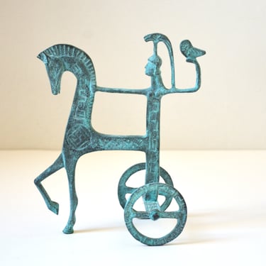 Mid-Century Etruscan Horse and Chariot Sculpture in the manner of Frederick Weinberg 