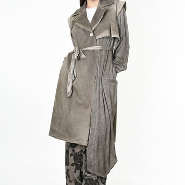 Asymmetric Paneled Trench Coat in BLACK Only