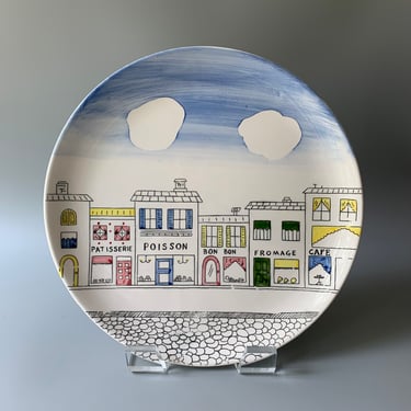 Sigma Trendsetter Rue de Gourmet Ceramic Plate Platter French Shops Scene 