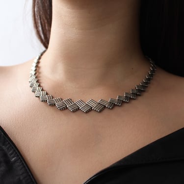 Vintage Silver Metal Collar Necklace