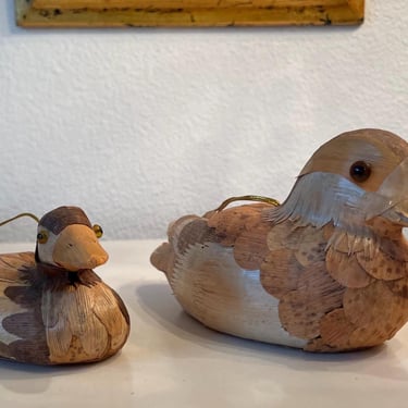 Vintage Handcrafted Corn Husk Duck Lot of 2 | 2 Decor Decoy Husk Mallard Duck 