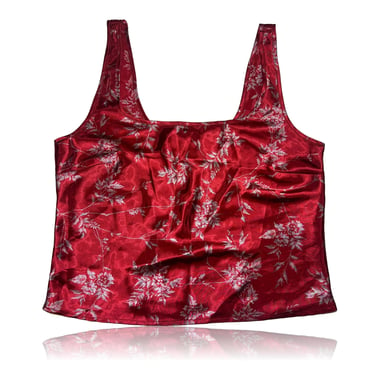 Victoria's Secret Red Floral Satin Crop Top / Size Large 