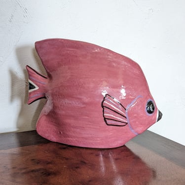 Vintage Ceramic Pink Fish Planter 