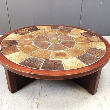 Danish coffee table by Tue Poulsen for Haslev Mobelsnedkeri, 1960s - mid century ceramic coffee table - ceramic and wooden coffee table 