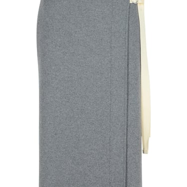 Jil Sander Grey Wool Blend Skirt Woman