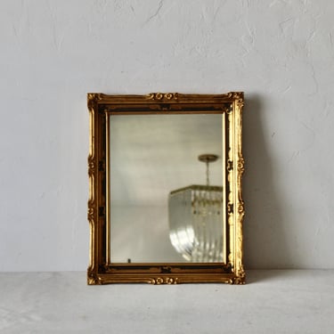 French Louis XV Style Gilded Rectangular Wall Mirror Vintage 