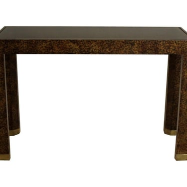 Postmodern Henredon Faux Tortoise Shell Smoked Glass Console Table 