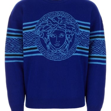 Versace Man Blue Wool Sweater