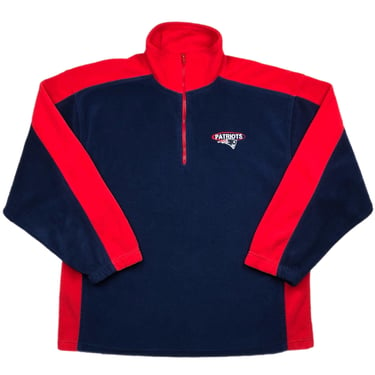 Vintage 2000 New England Patriots Football Embroidered Quarter Zip Fleece Pullover Size Large/XL 