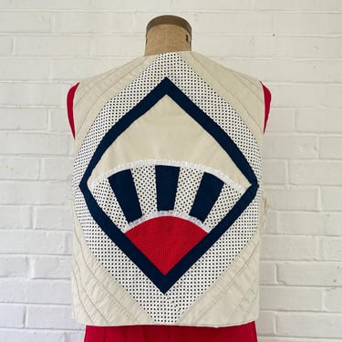 1980's Size L/XL Hand Quilted Patchwork Vest 