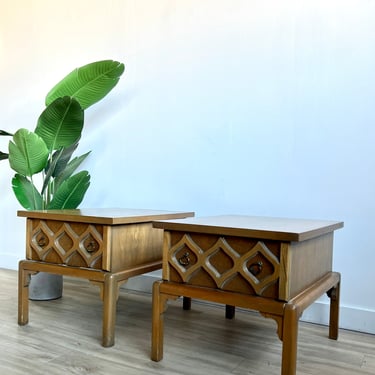 Pair of Vintage Moroccan Style Nightstands / End Tables