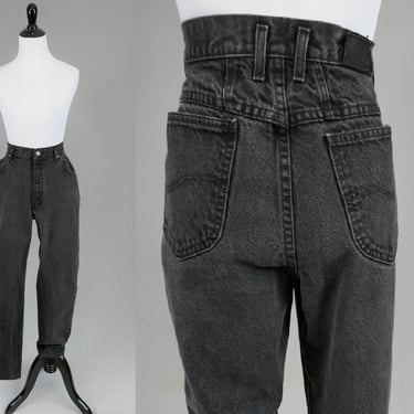 80s 90s Black Lee Jeans - 30" waist - High Rise Relaxed Fit Tapered Leg - Vintage 1980s 1990s - 29.75" inseam 