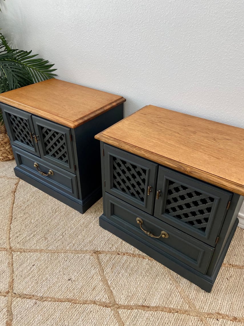 Vintage Set of Nightstands End Tables by Drexel Esperanto Collection