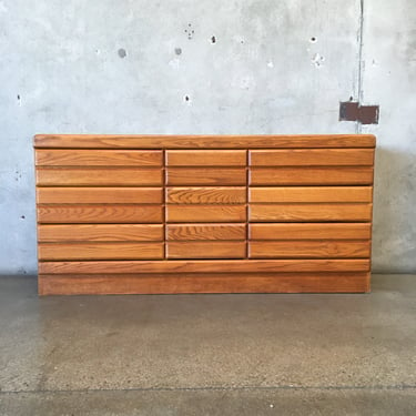 Vintage Nine Drawer Oak Dresser