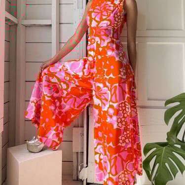 70s Floral Palazzo Jumpsuit | S