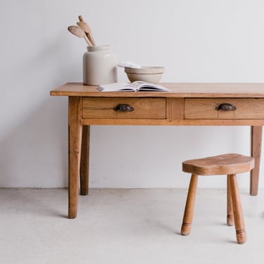 Vintage Farm Table with Drawers