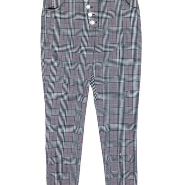 Alexander Wang - Grey Plaid Trousers w/ Silver-Toned Buttons Sz 2