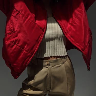 Amazing Vintage Red Silk Bomber Jacket