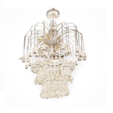 1940’s French Glass Drop Crystals Chandelier