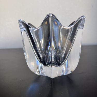 1960s Swedish Crystal Votive Candle Holder Art Glass 