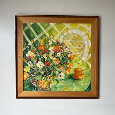 Large William Ballantine Dorsey  (American, 1942-2019)  Still Life Setting Table  Oil Painting, Framed 