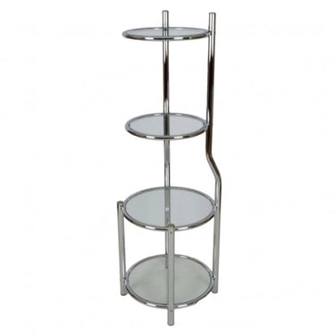 Round Chrome And Glass Etagere