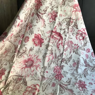 French Floral Indienne Cotton Fabric Remnant, French Textile, Cushions, Pillows, Period Sewing Projects 